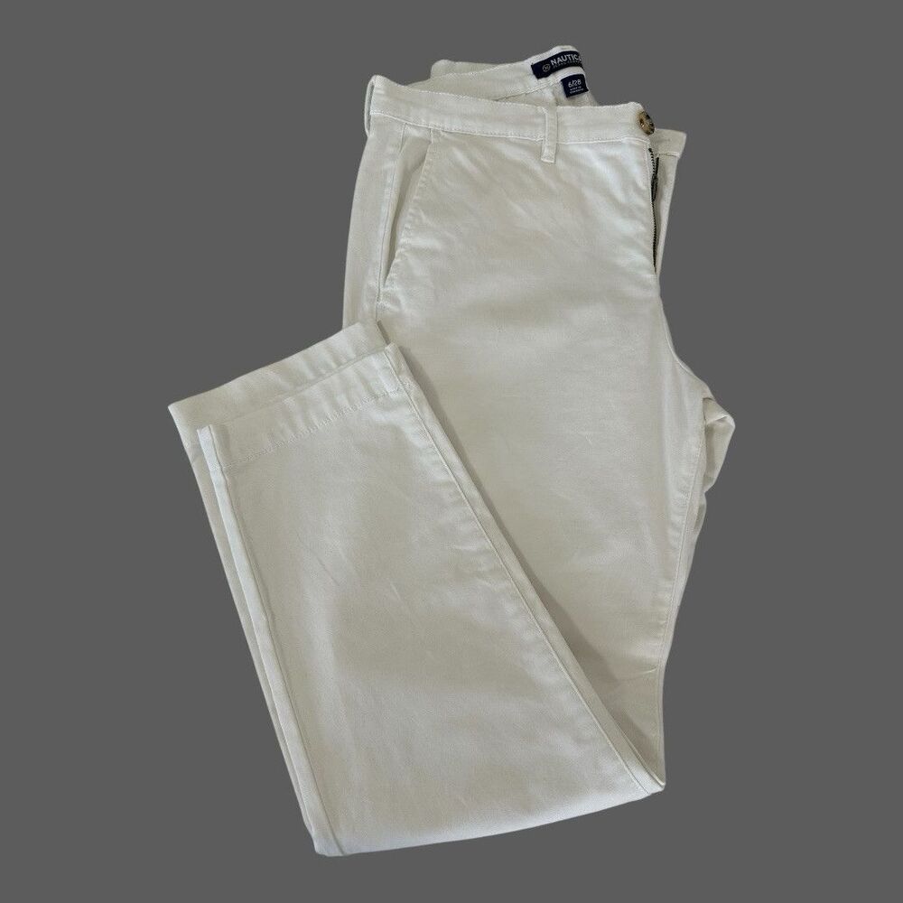 Nautica Ankle Trouser Pants Tencel Cotton Stretch Women Sz 6/27" Off White